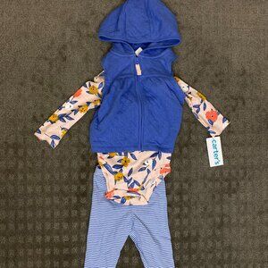 NWT: Carter's Baby Girls' 3 Piece Vest Little Jacket Set (6M)